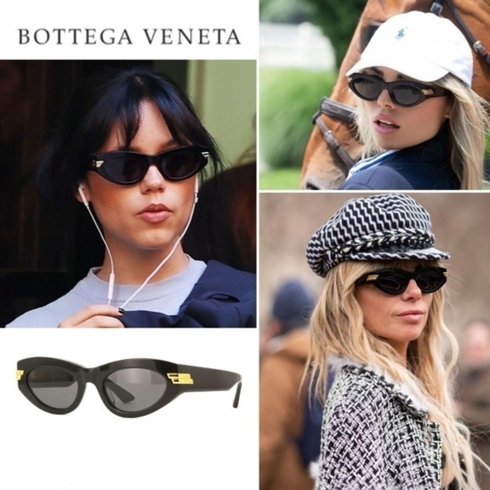 Bottega Veneta BV1189S/001 Black and Gold Butterfly Cat Sunglasses 540$